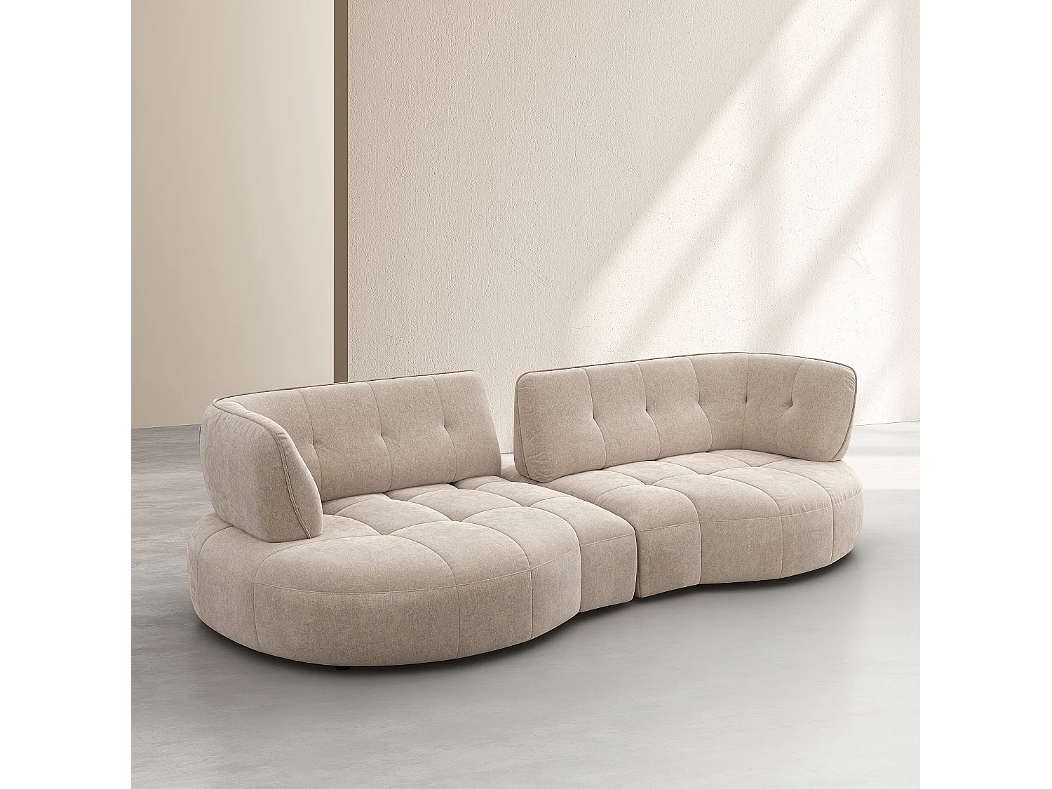 Habitat - Canapé 4 places capitonné en tissu avec dossier avance-recule - Crème - Alizee