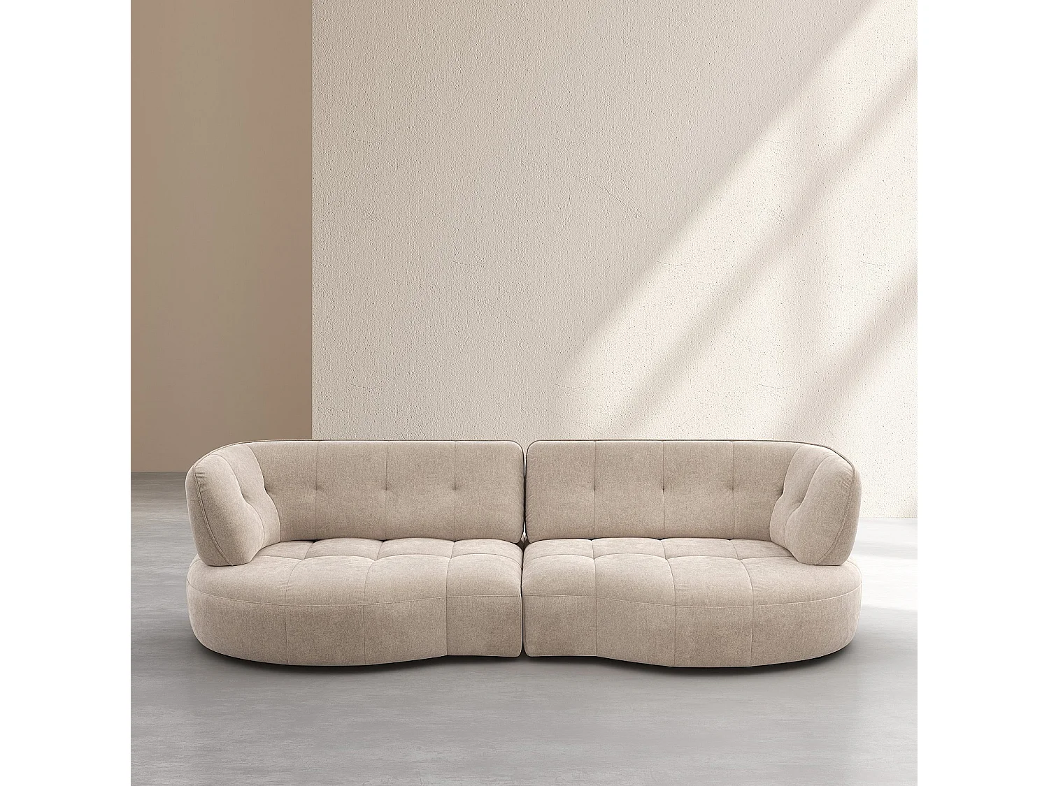 Habitat - Canapé 4 places capitonné en tissu avec dossier avance-recule - Crème - Alizee