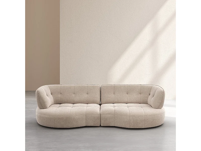 Habitat - Canapé 4 places capitonné en tissu avec dossier avance-recule - Crème - Alizee