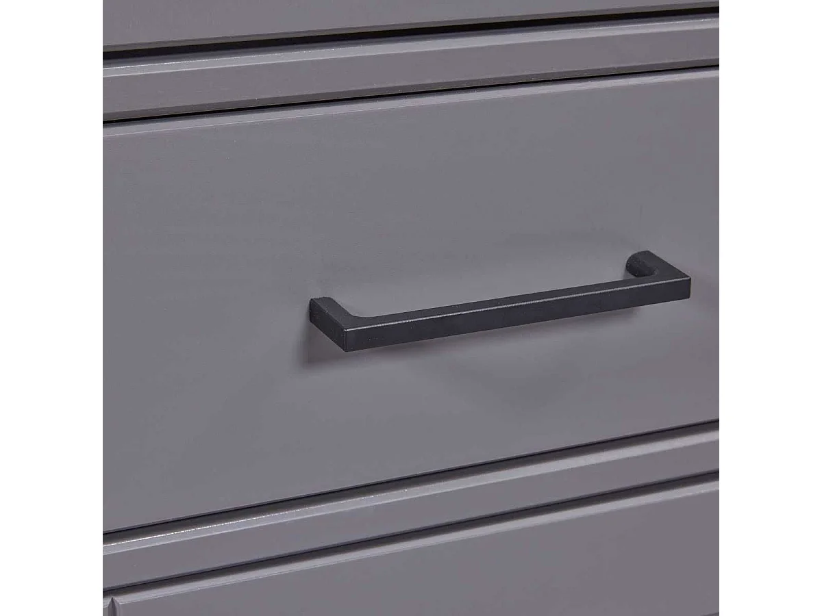 Vitrine 4 portes 2 tiroirs en pin massif teinté gris - FABIO