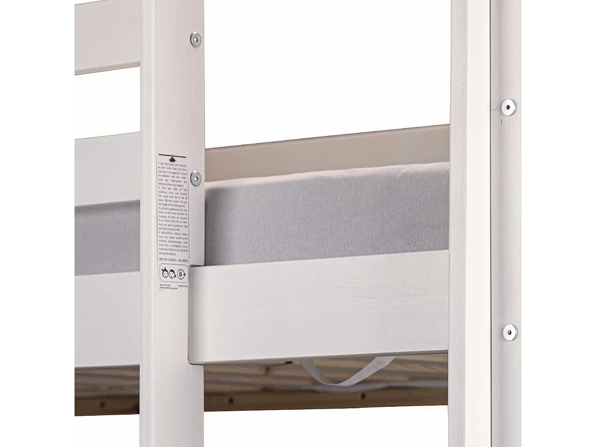 Lit Superposé Laqué Blanc Couchages 140x200cm et 90x200cm - ALICIA