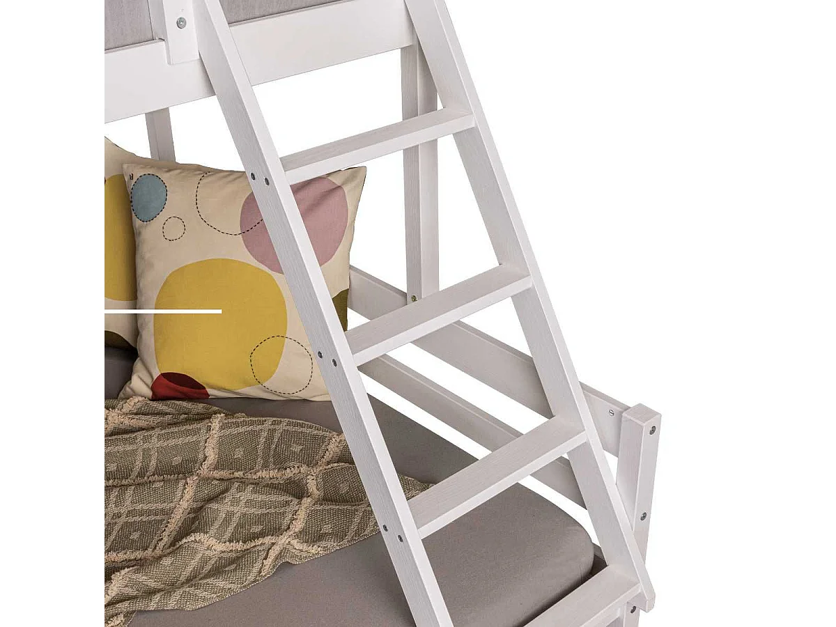 Lit Superposé Laqué Blanc Couchages 140x200cm et 90x200cm - ALICIA