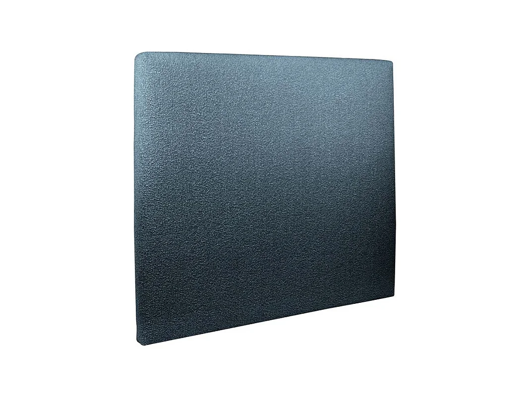 Lit 200x200cm avec tête de lit tapissier bouclette et double sommier tapissier Bleu - Hauteur totale : 29cm