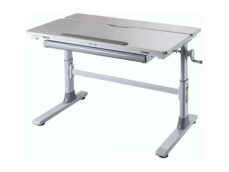 Bureau enfant technique réglable en hauteur blanc en MDF et piètement en métal - TECHNIK