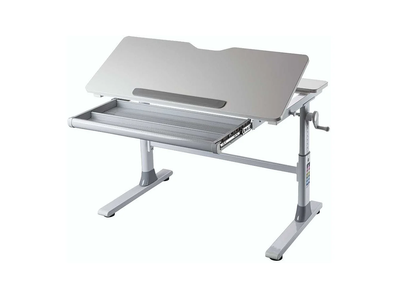 Bureau enfant technique réglable en hauteur blanc en MDF et piètement en métal - TECHNIK