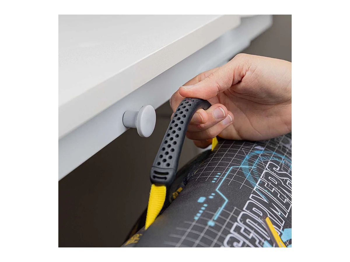 Bureau enfant technique réglable en hauteur blanc en MDF et piètement en métal - TECHNIK