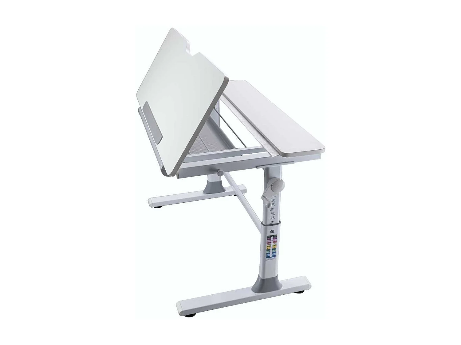 Bureau enfant technique réglable en hauteur blanc en MDF et piètement en métal - TECHNIK