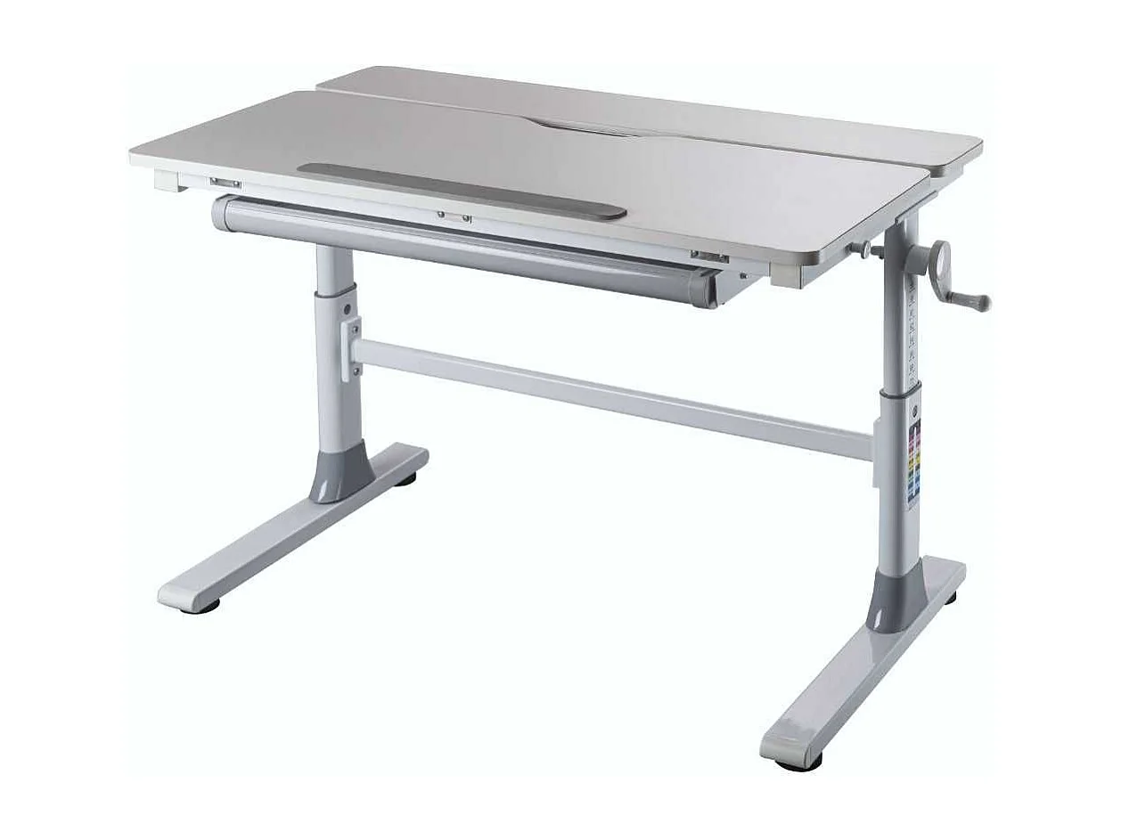 Bureau enfant technique réglable en hauteur blanc en MDF et piètement en métal - TECHNIK