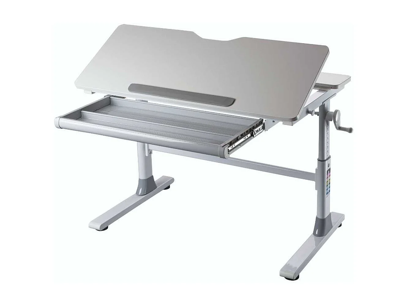 Bureau enfant technique réglable en hauteur blanc en MDF et piètement en métal - TECHNIK