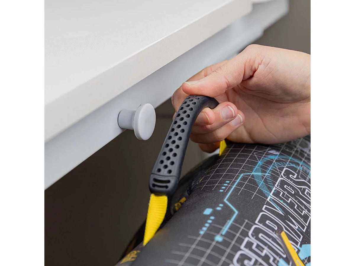 Bureau enfant technique réglable en hauteur blanc en MDF et piètement en métal - TECHNIK