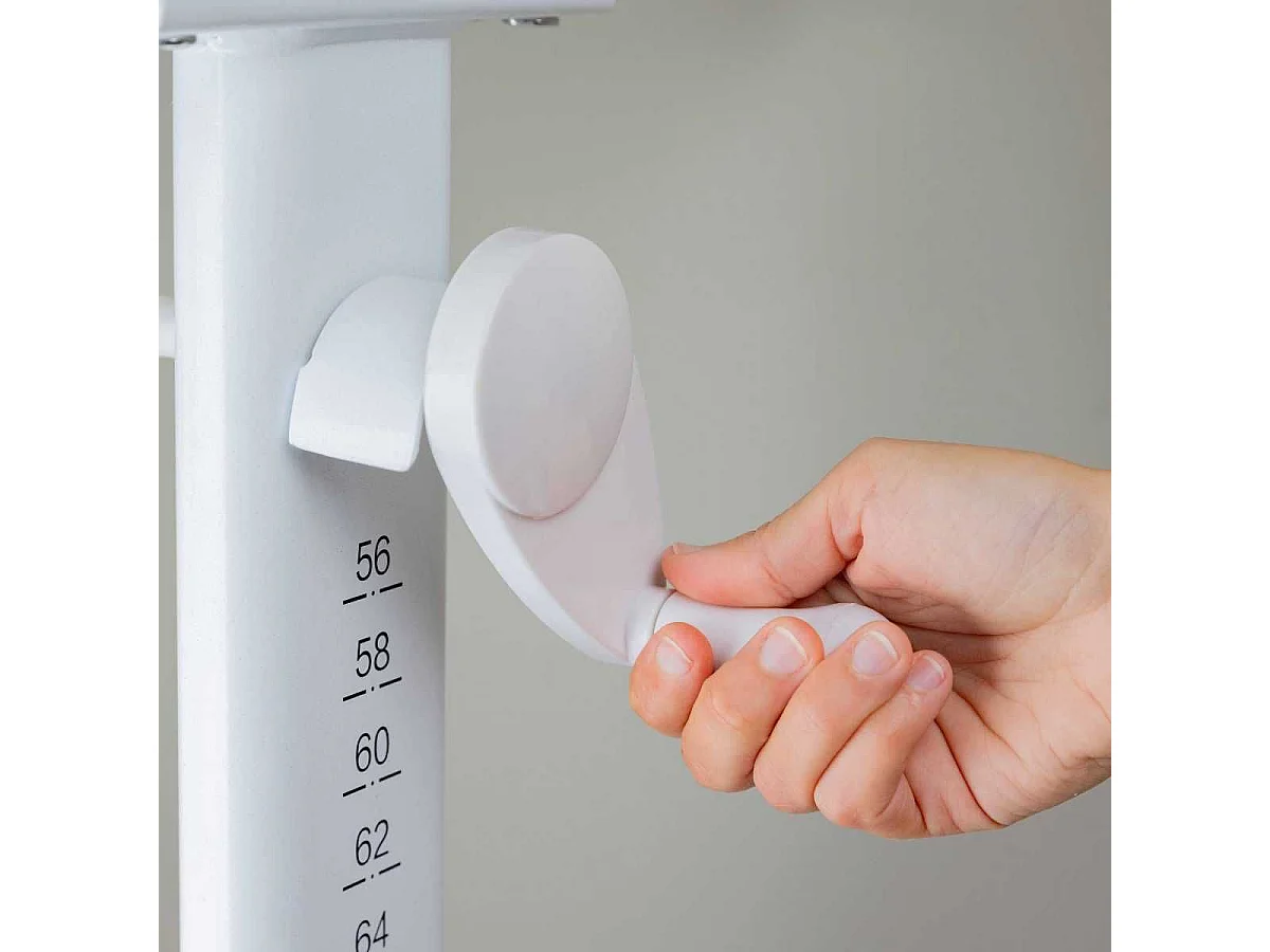 Bureau enfant technique réglable en hauteur blanc en MDF et piètement en métal - TECHNIK