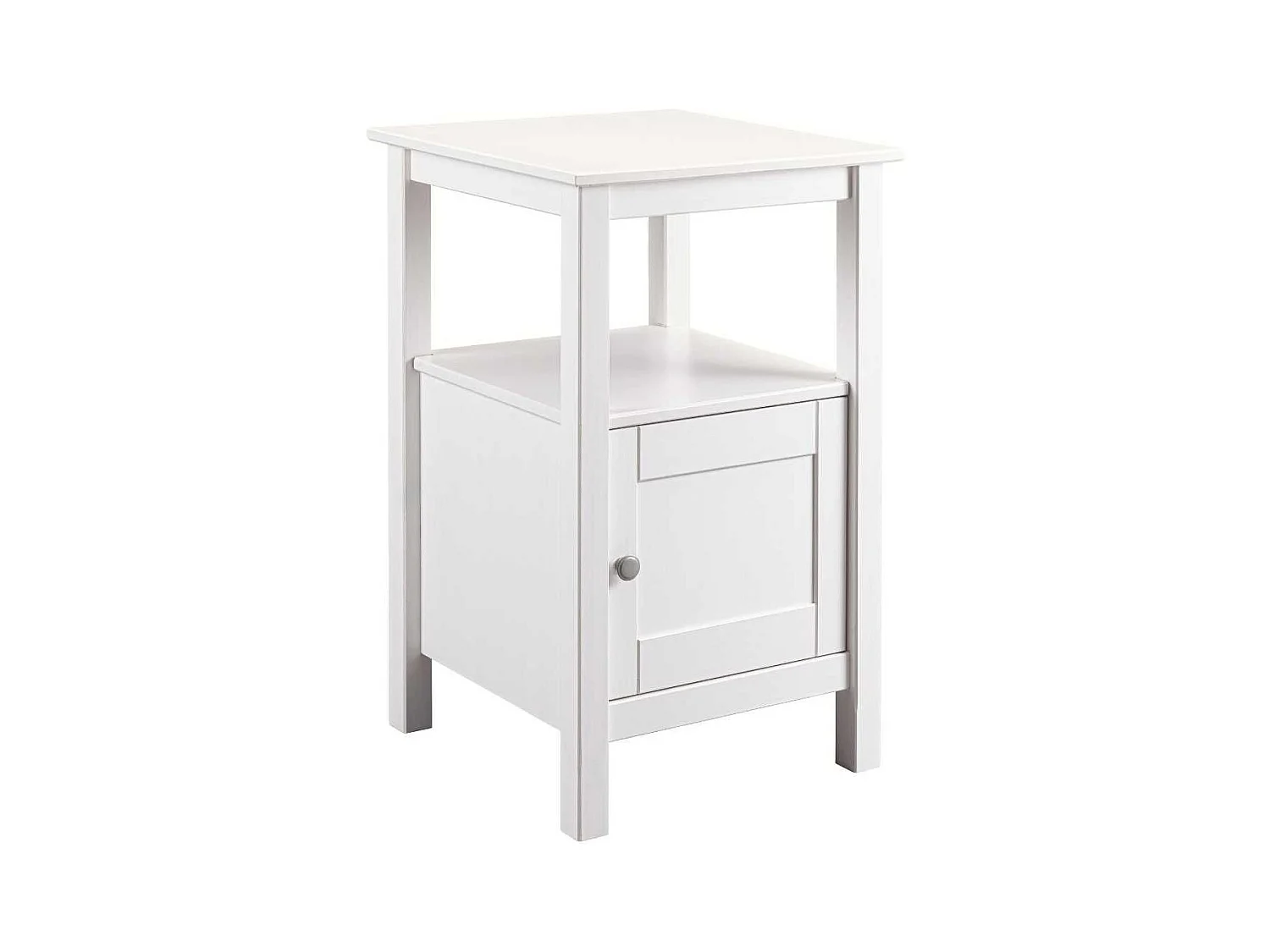 Table d'appoint 1 porte en pin massif vernis blanc - DORIE