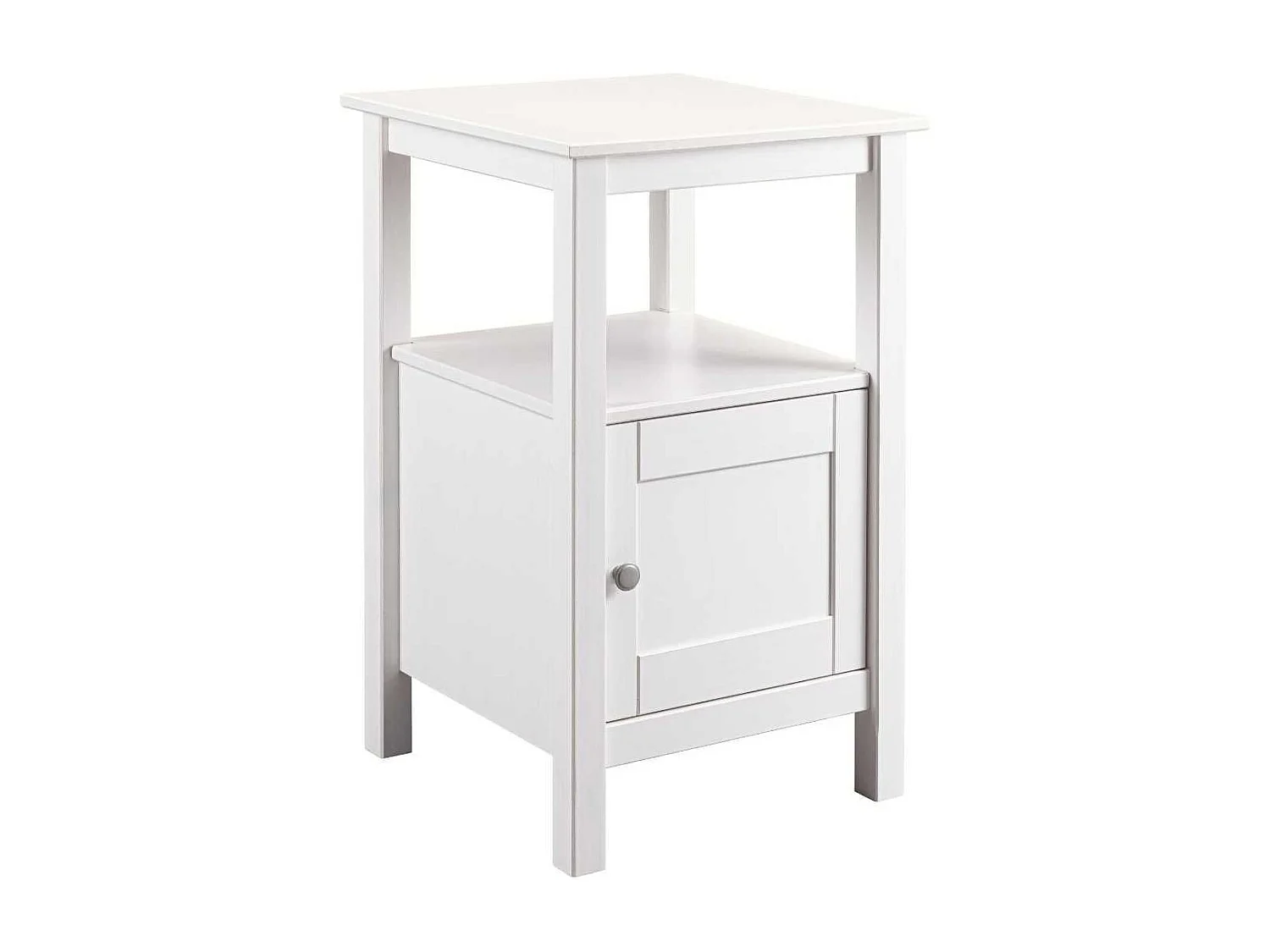 Table d'appoint 1 porte en pin massif vernis blanc - DORIE