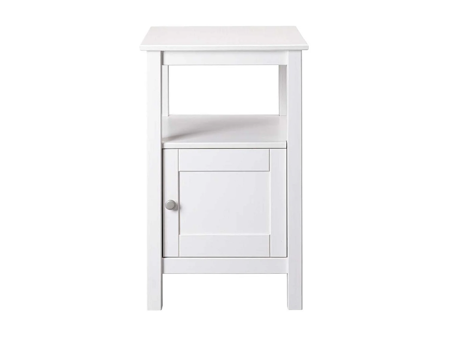 Table d'appoint 1 porte en pin massif vernis blanc - DORIE