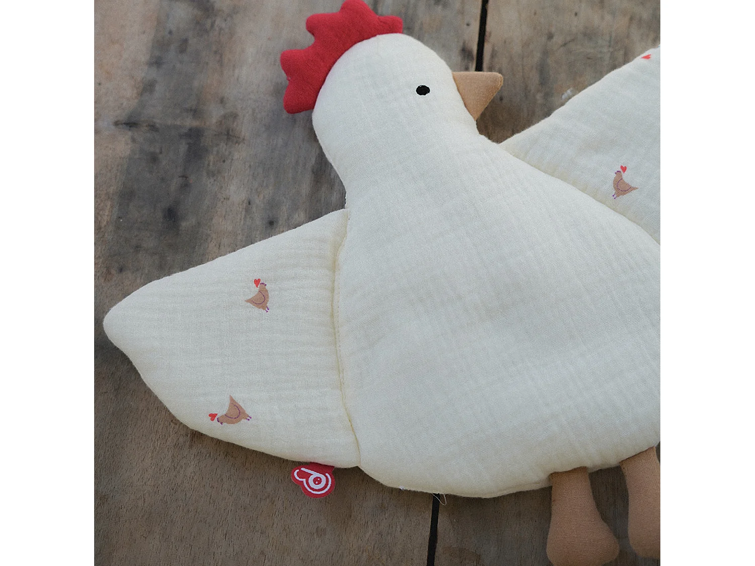 Doudou plano gallina Love 32 x 30 cm
