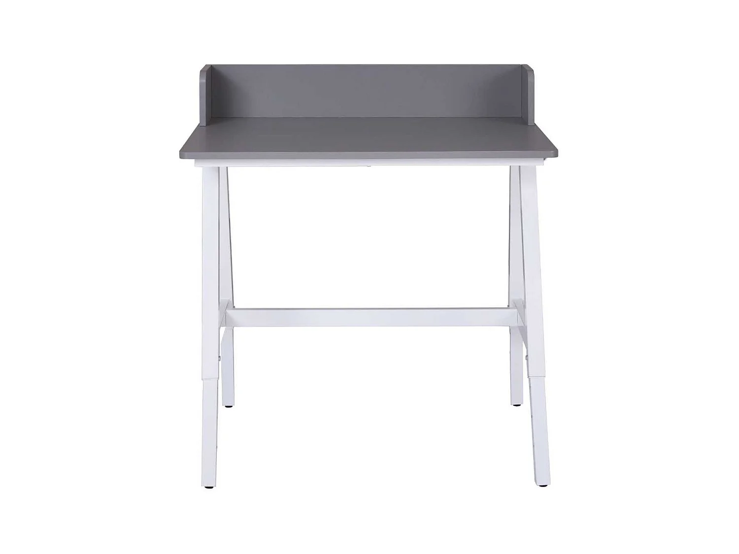 Bureau enfant réglable en hauteur en MDF plateau gris et piètement métal laqué blanc - ELION
