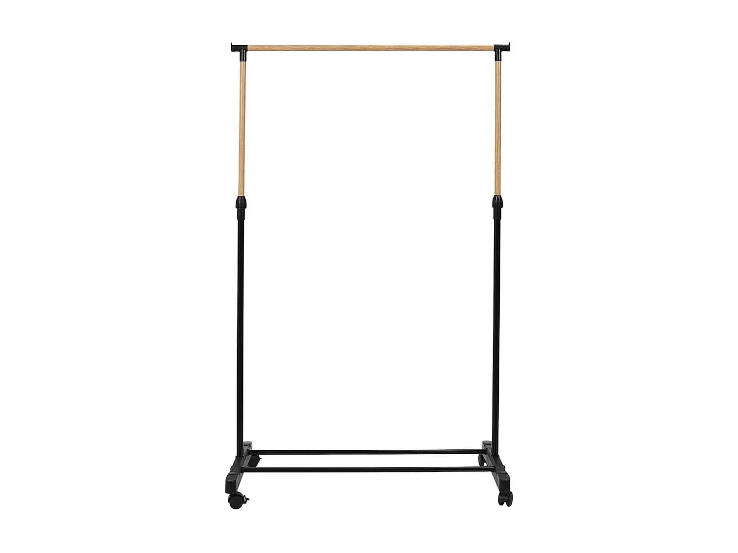 Portant hauteur ajustable sur roulettes noir et effet bois