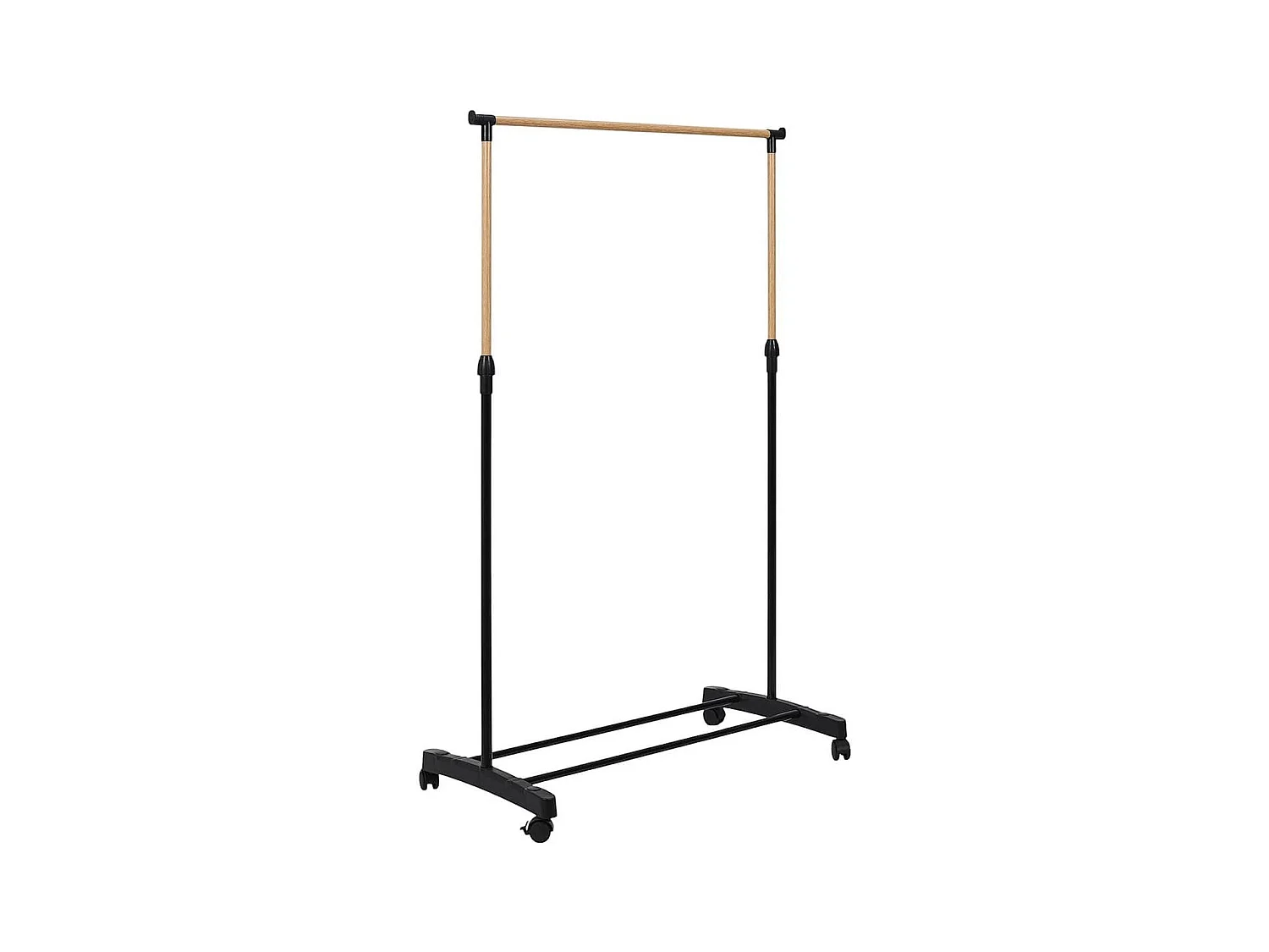 Portant hauteur ajustable sur roulettes noir et effet bois