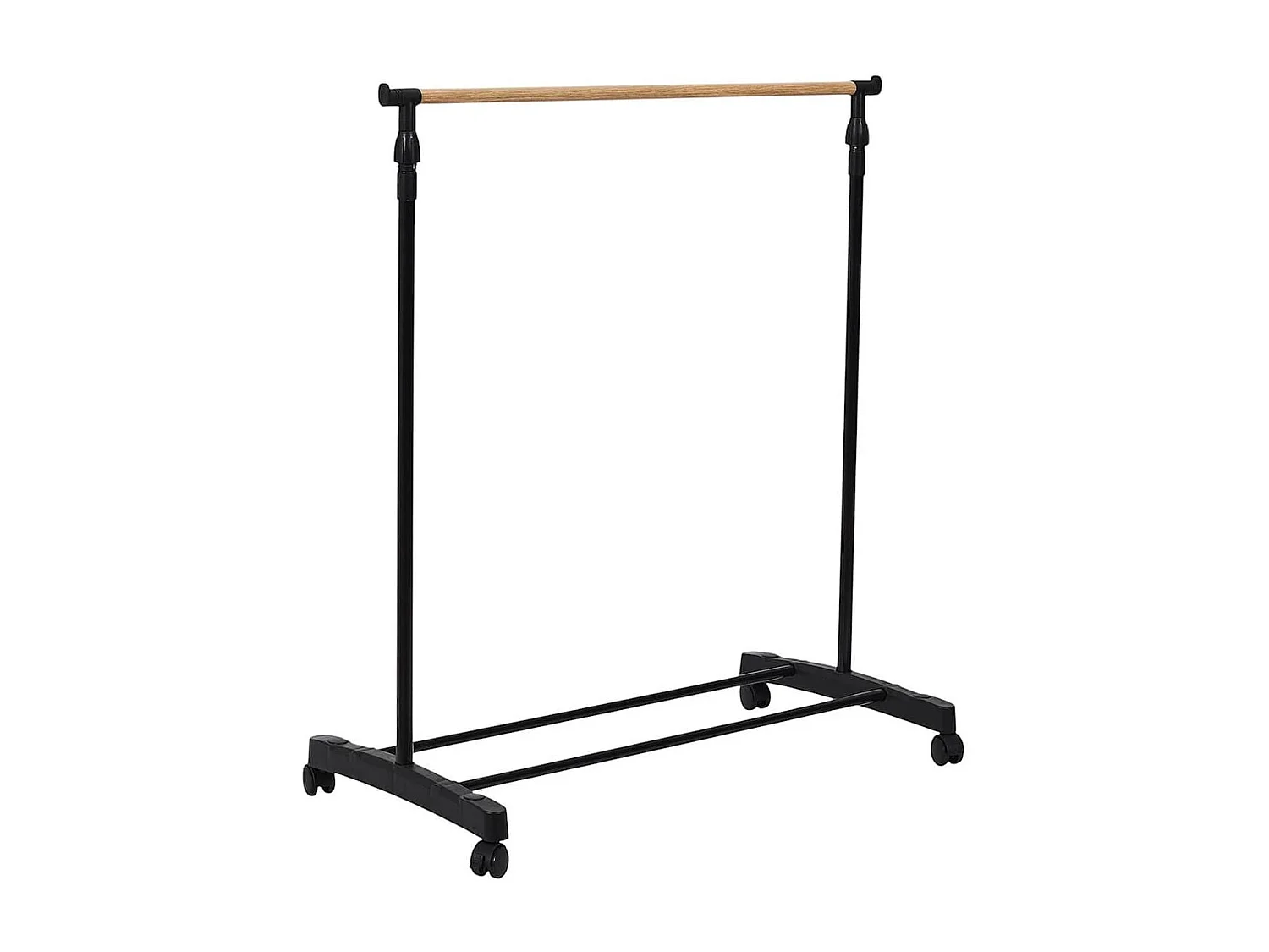 Portant hauteur ajustable sur roulettes noir et effet bois