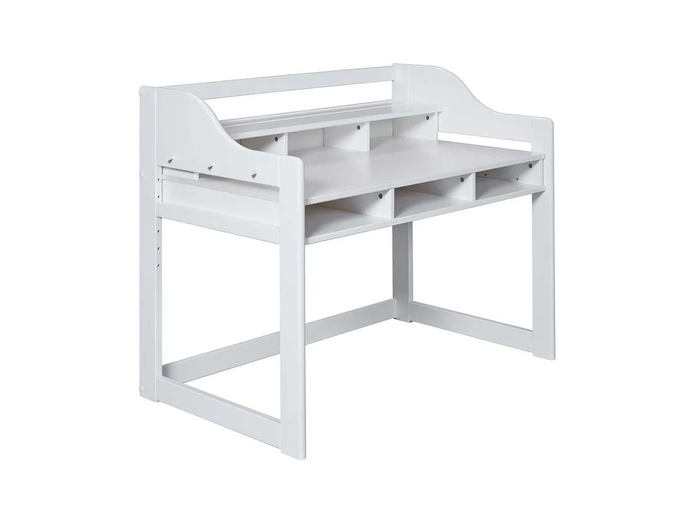 Bureau enfant réglable en hauteur en pin massif laqué blanc - GAEL