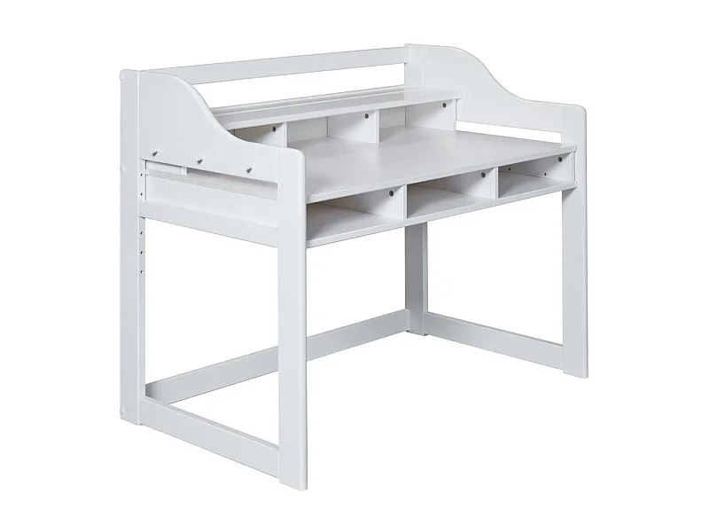 Bureau enfant réglable en hauteur en pin massif laqué blanc - GAEL