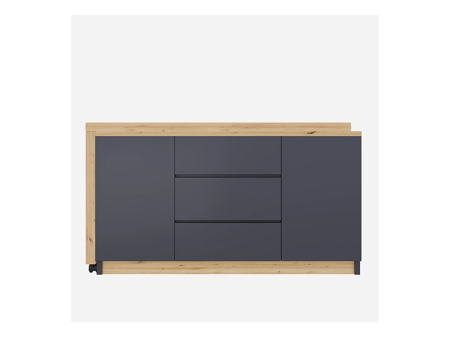 Biurko narożne 120x50x76.5 cm - Obrotowy blat - 3 szuflady i 2 drzwi - Z blokowanymi kółkami - Szary+naturalny