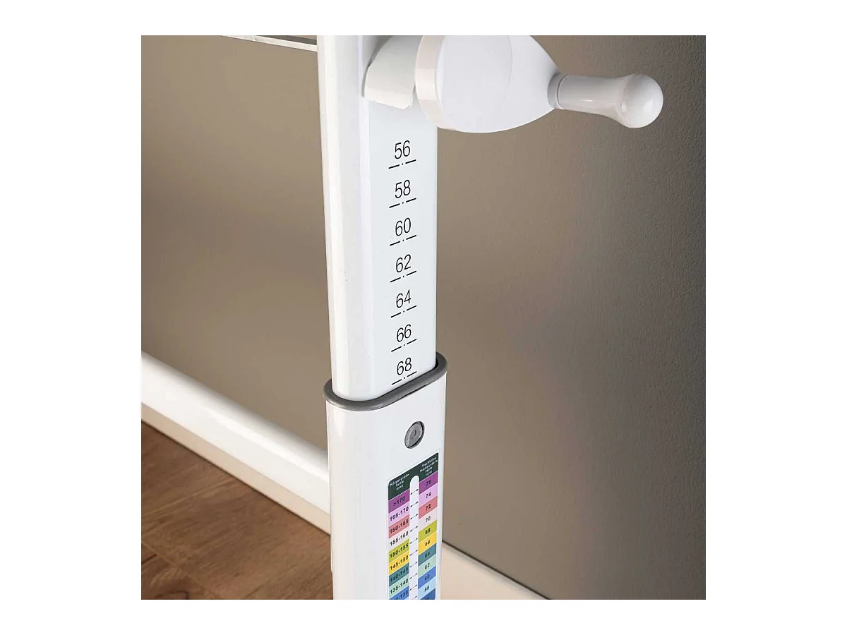 Bureau enfant avec étagères technique réglable en hauteur blanc en MDF et piètement en métal - TECHNIK