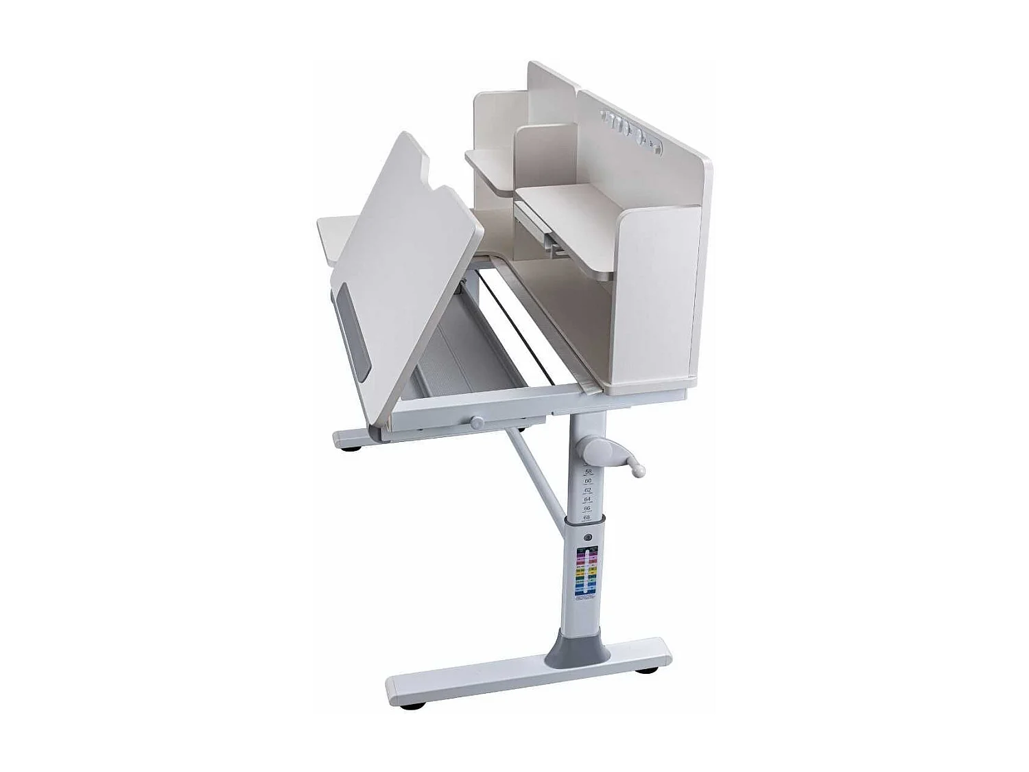 Bureau enfant avec étagères technique réglable en hauteur blanc en MDF et piètement en métal - TECHNIK