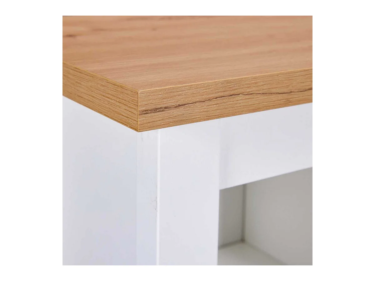 Rangement de Cuisine pour Bouteilles Blanc et Plateau Effet Bois - KENNY