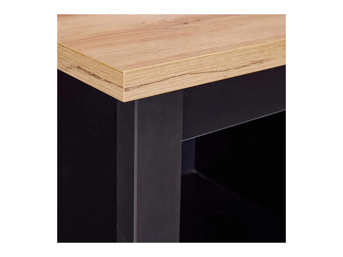 Rangement de Cuisine pour Bouteilles Noir et Plateau Effet Bois - KENNY