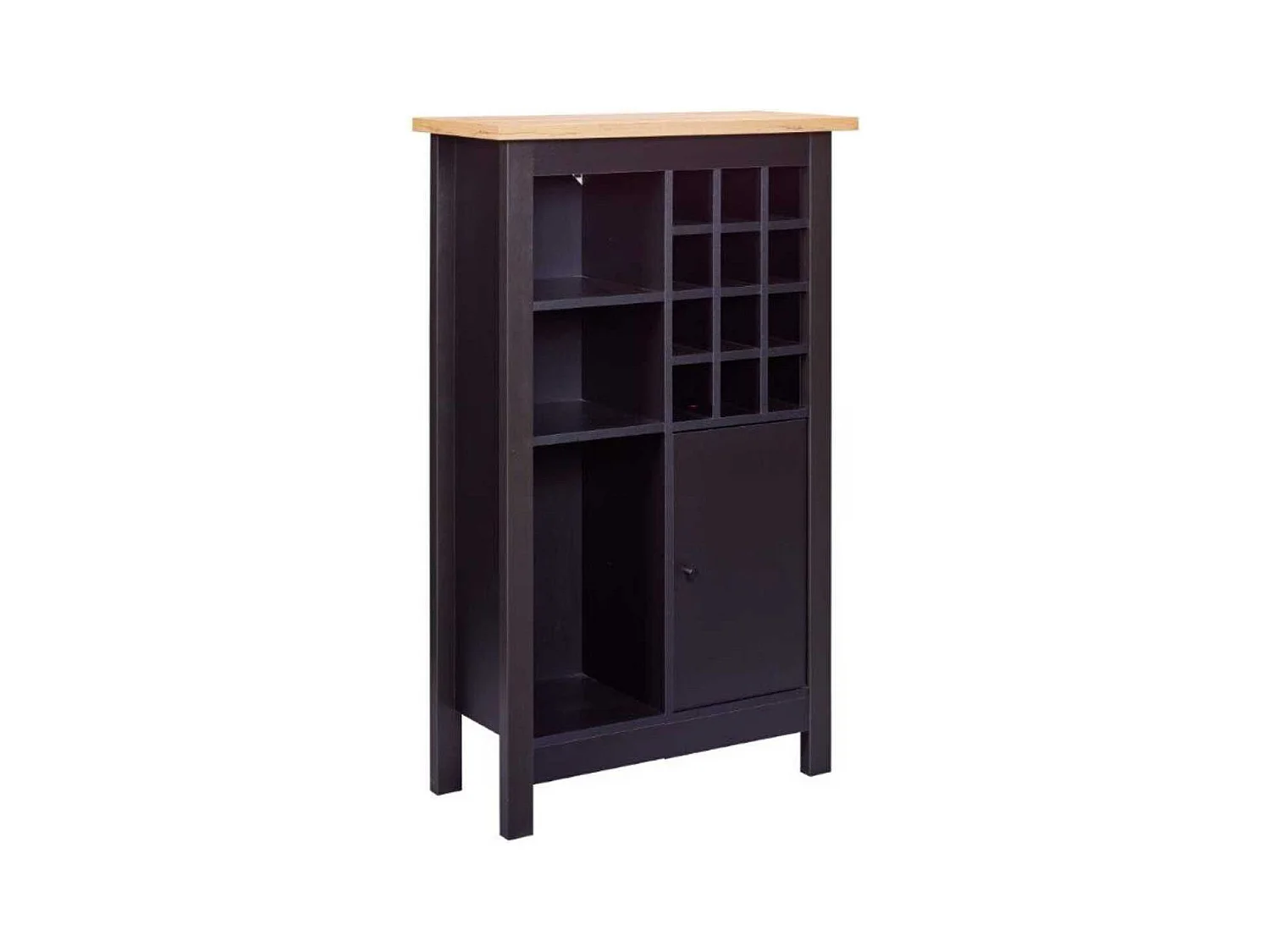 Rangement de Cuisine pour Bouteilles Noir et Plateau Effet Bois - KENNY