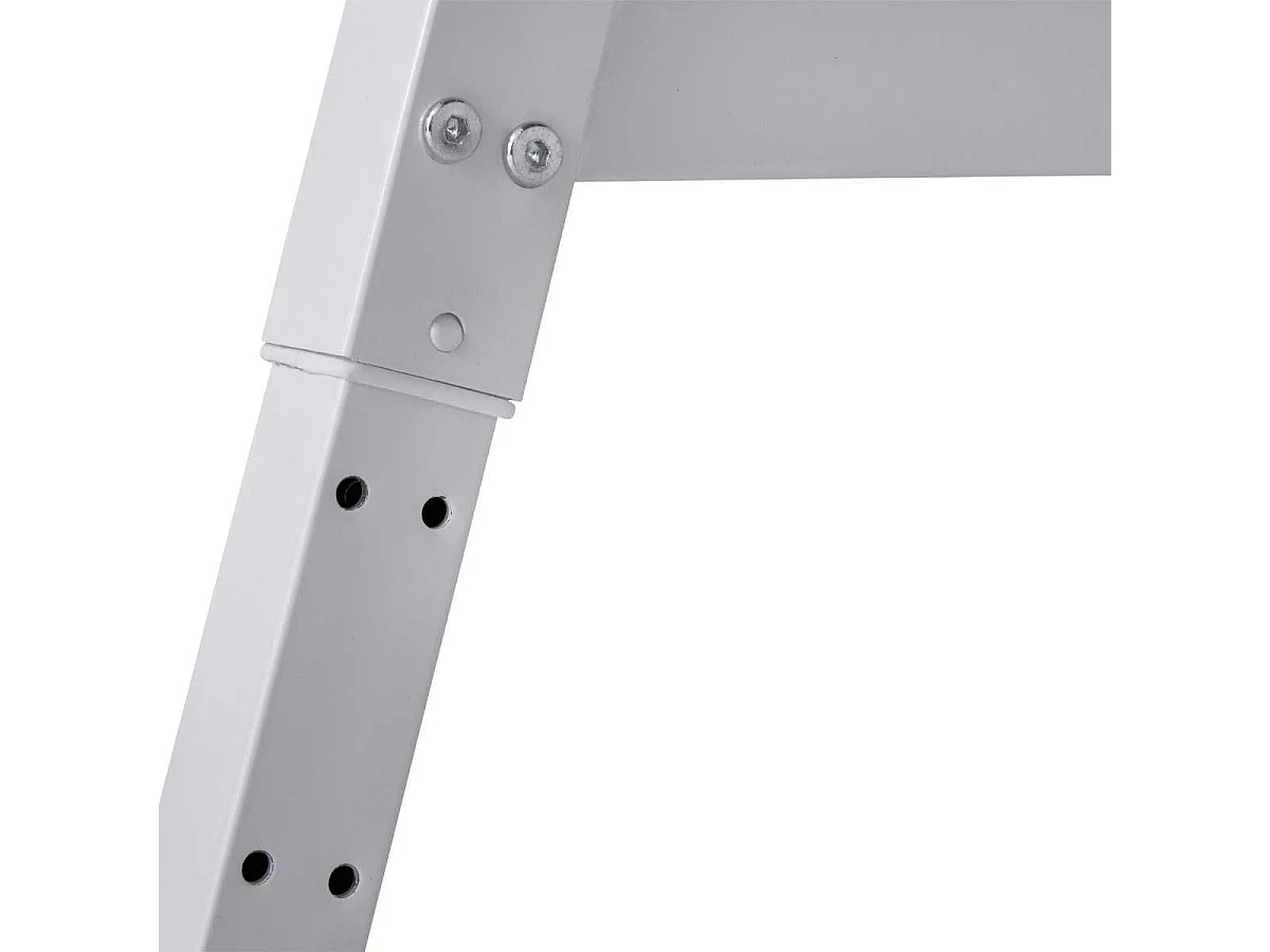 Bureau enfant réglable en hauteur en MDF plateau bleu et piètement métal laqué blanc - ELION