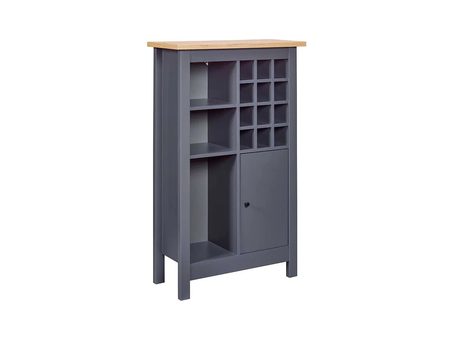 Rangement de Cuisine pour Bouteilles Anthracite et Plateau Effet Bois - KENNY