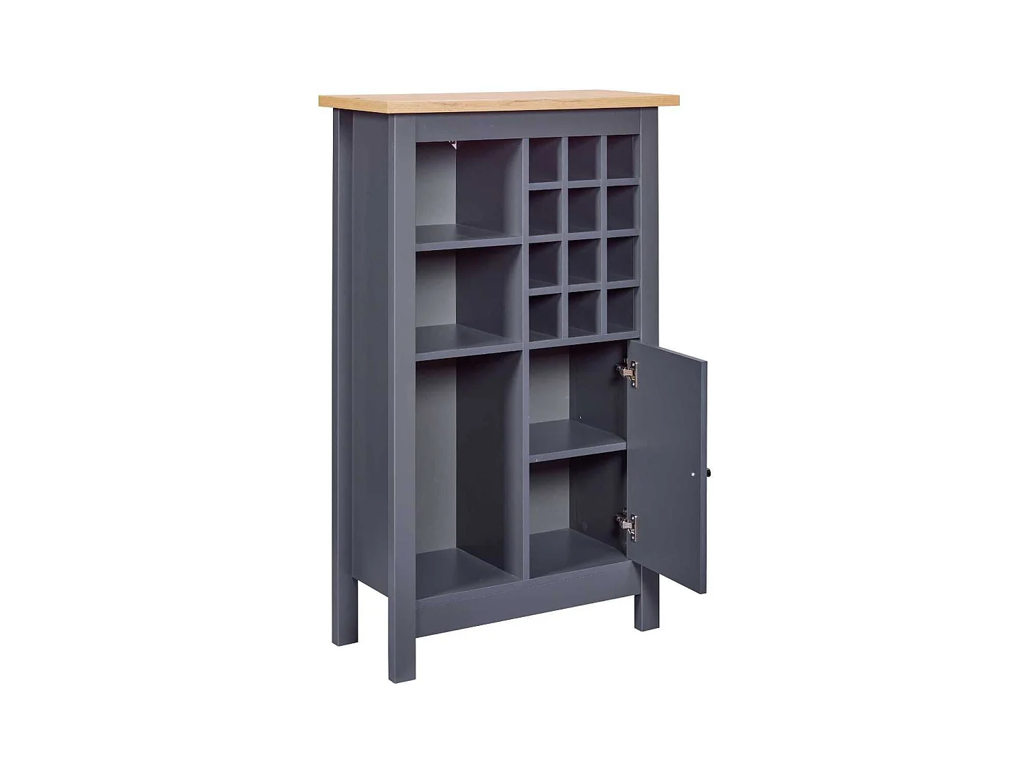 Rangement de Cuisine pour Bouteilles Anthracite et Plateau Effet Bois - KENNY