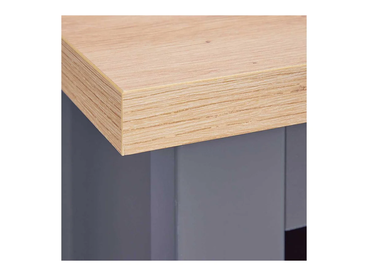 Rangement de Cuisine pour Bouteilles Anthracite et Plateau Effet Bois - KENNY