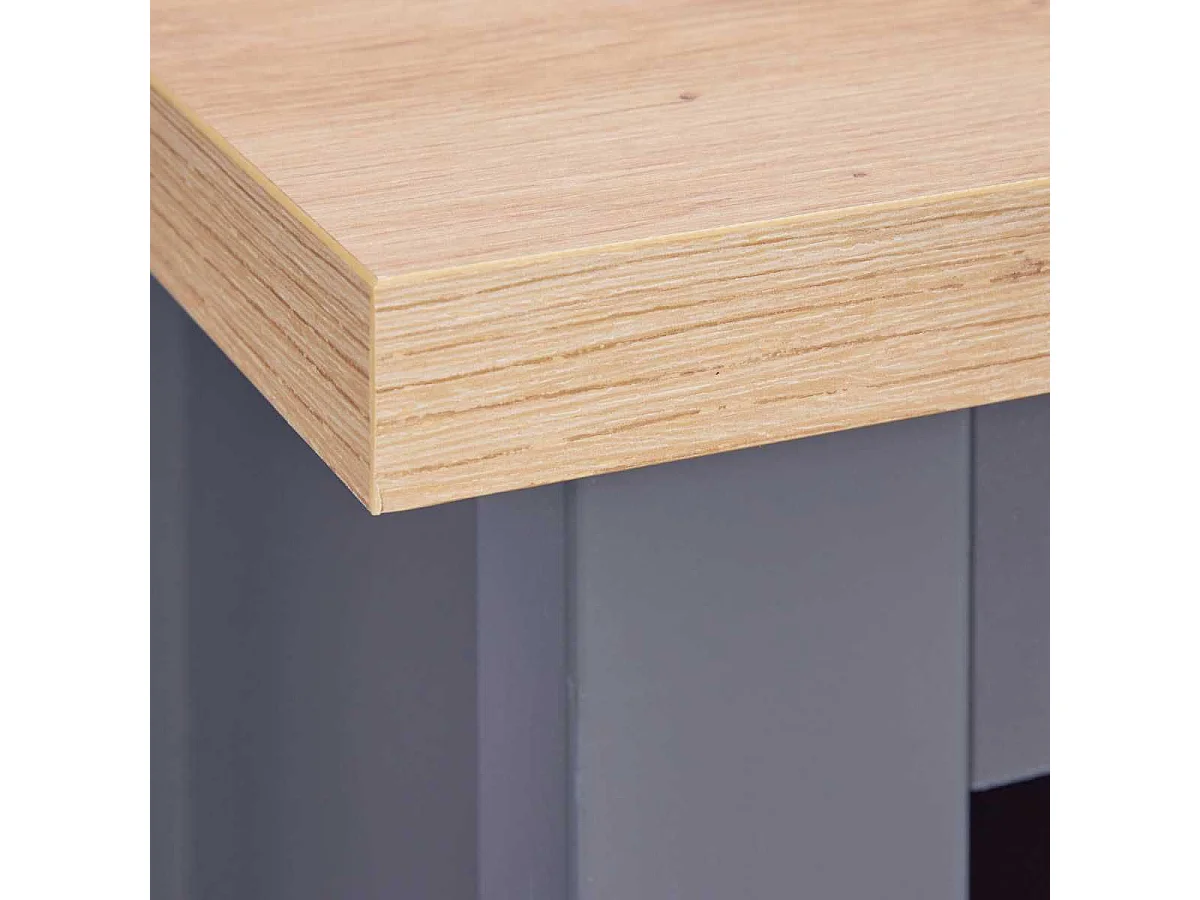 Rangement de Cuisine pour Bouteilles Anthracite et Plateau Effet Bois - KENNY