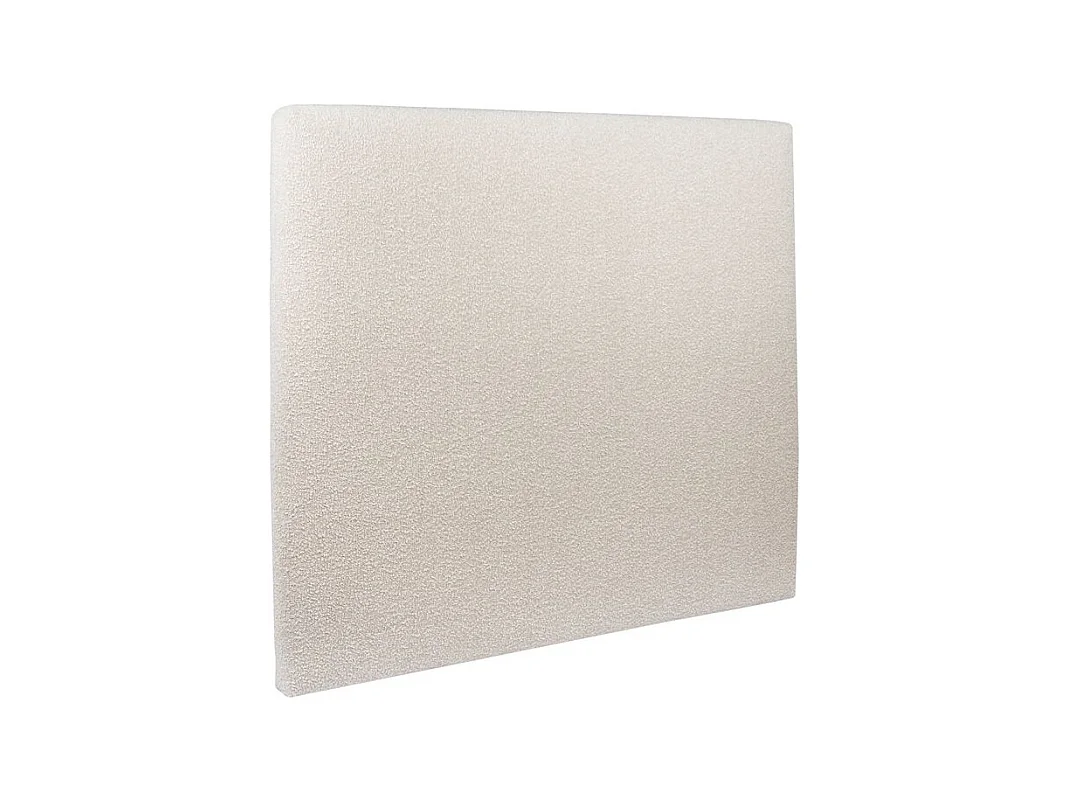Lit 200x200cm avec tête de lit tapissier bouclette et double sommier tapissier beige - Hauteur totale : 29cm