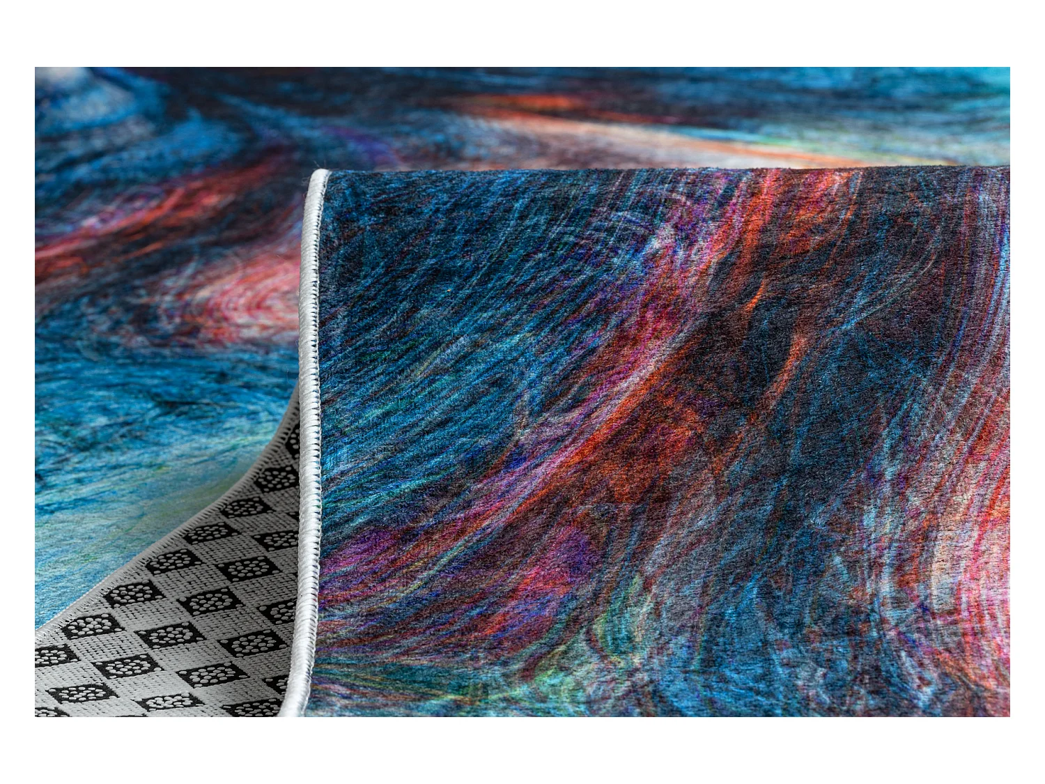 Vloerbekleding met rubber bekleed LOTUS COLOR 36500 Abstractie blauw / 100x370 cm