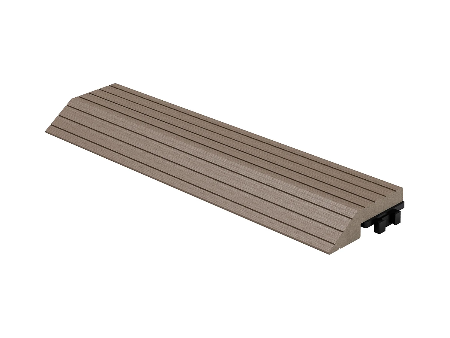 Bordure de finition angle droit 38x2x7,5cm brun foncé Plinthe d'angle striée aspect de bois drainage et structure de support système d'encliquetage