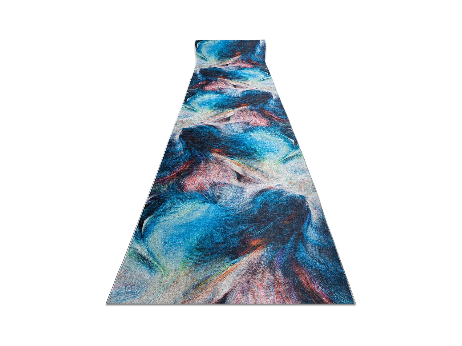 Vloerbekleding met rubber bekleed LOTUS COLOR 36500 Abstractie blauw / 80x930 cm