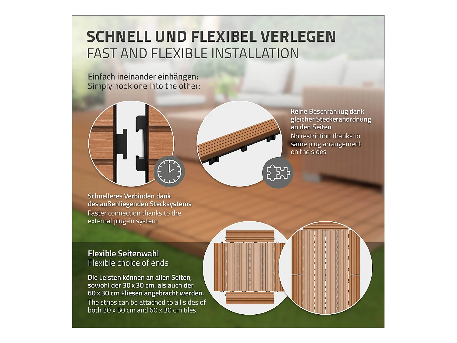 Bordure de finition angle droit 38x2x7,5cm Brun clair Plinthe d'angle striée aspect de bois drainage et structure de support système d'encliquetage