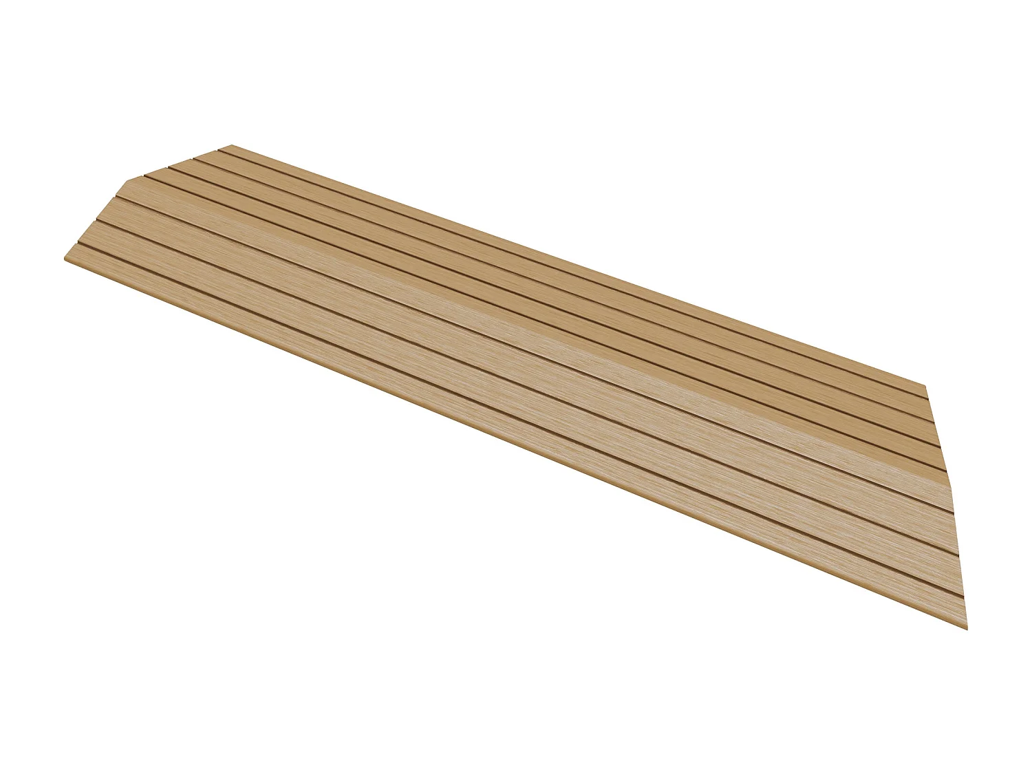 Bordure de finition coin droit 38x2x7,5cm teck Plinthe d'angle striée aspect de bois avec drainage et structure de support système d'encliquetage