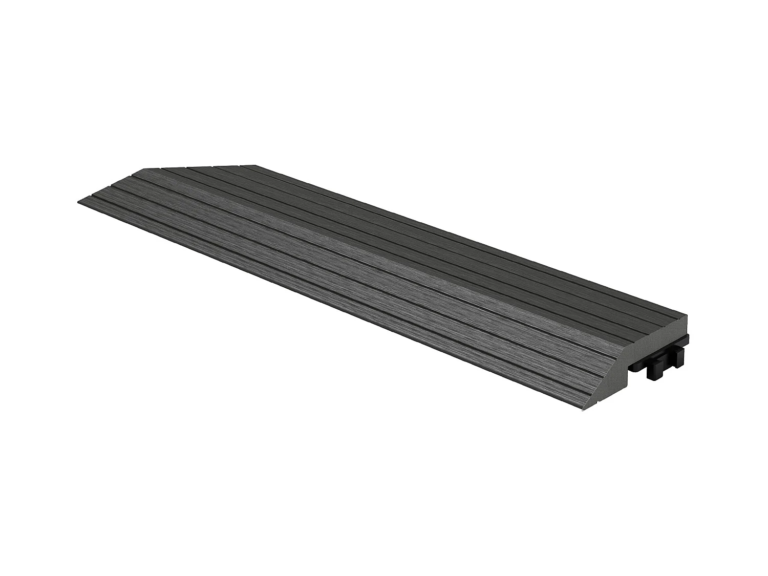 ML-Design Profilo Angolare Sinistro WPC Antracite 38x2x7,5 cm, effetto legno, antiscivolo, drenante, resistente UV per pavimenti esterni