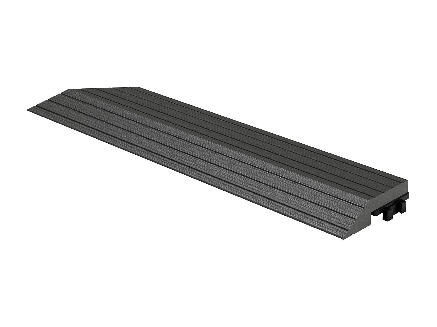 ML-Design Profilo Angolare Sinistro WPC Antracite 38x2x7,5 cm, effetto legno, antiscivolo, drenante, resistente UV per pavimenti esterni