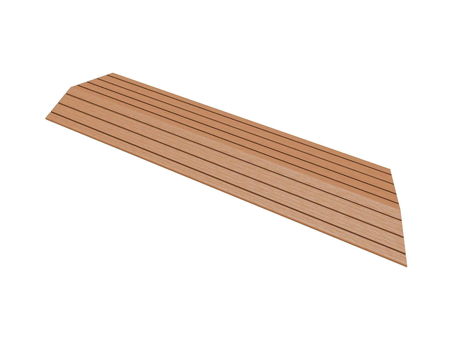 Bordure de finition coin droit 38x2x7,5cm Brun clair Plinthe d'angle striée aspect de bois drainage et structure de support système d'encliquetage