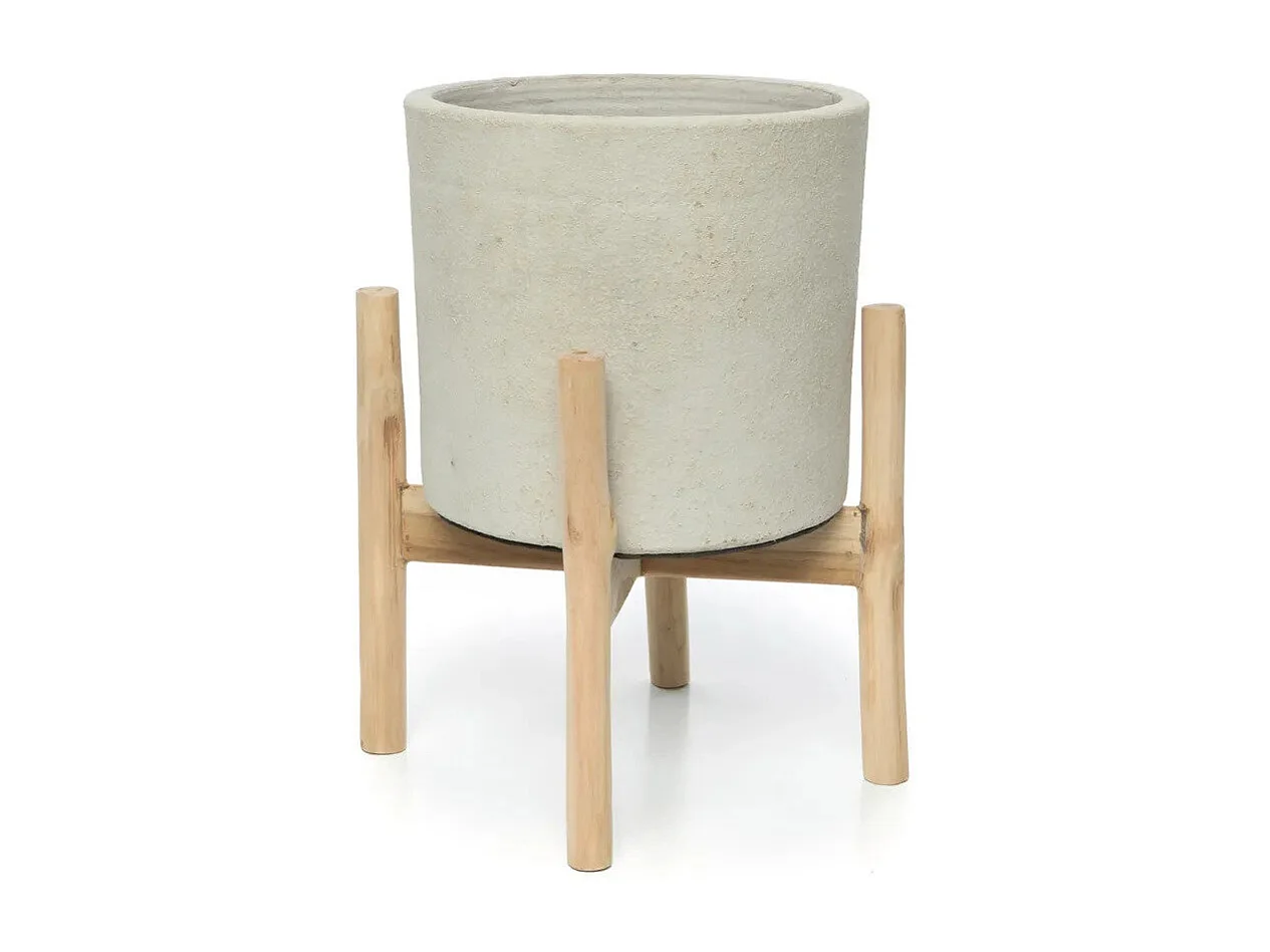Il Porta Piante Chalk Bassa - Cemento naturale - S