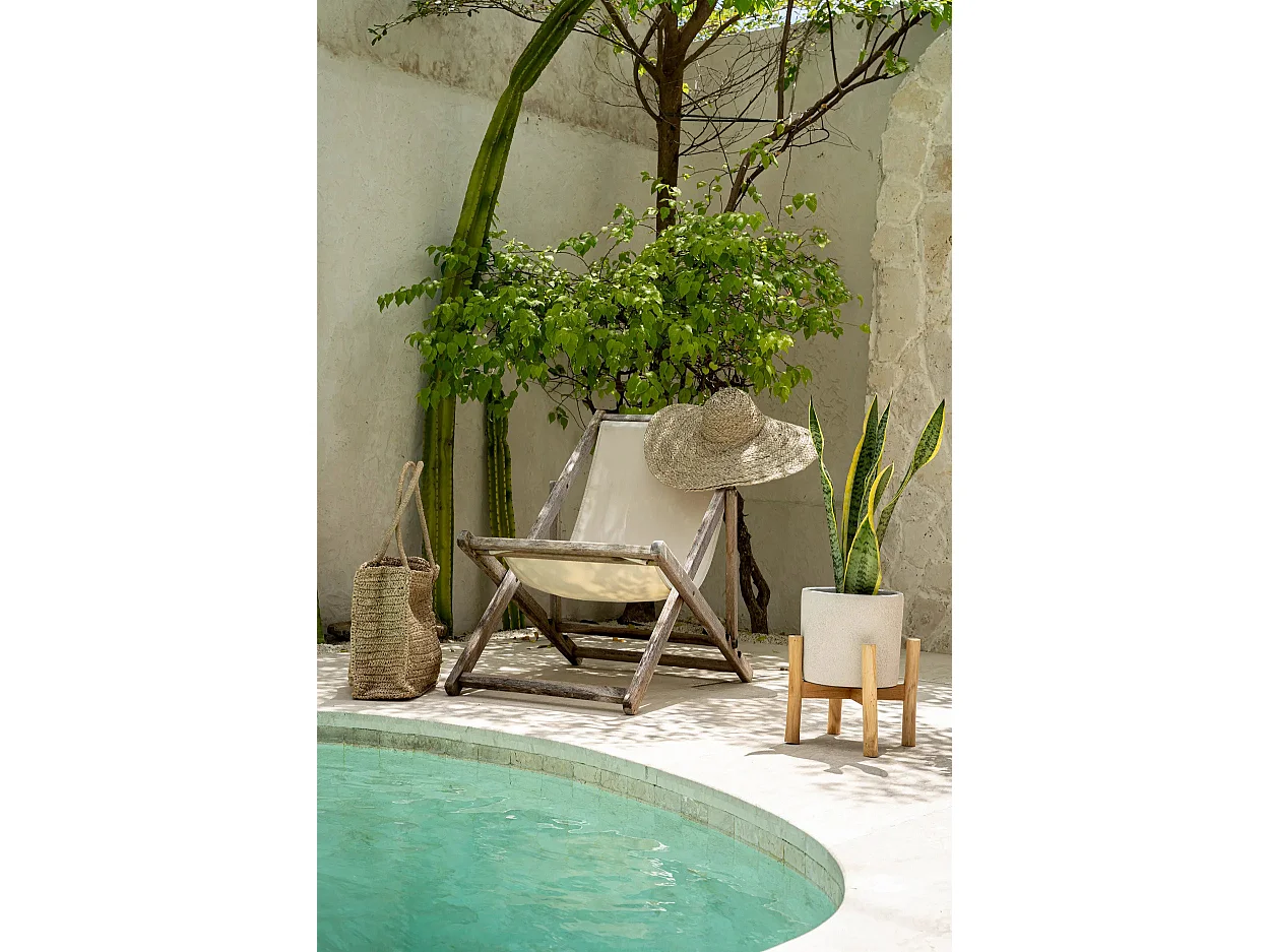 Il Porta Piante Chalk Bassa - Cemento naturale - S