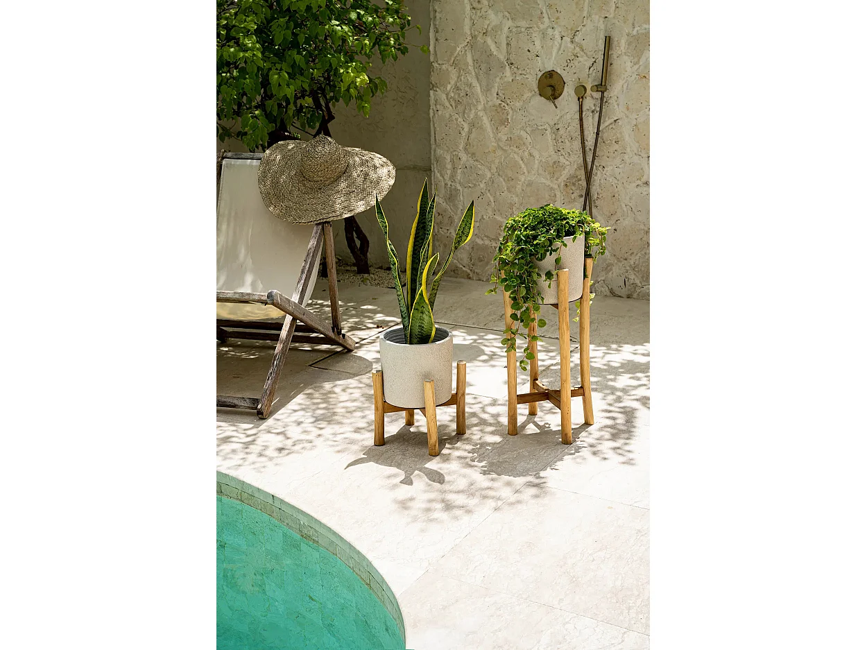 Il Porta Piante Chalk Bassa - Cemento naturale - S