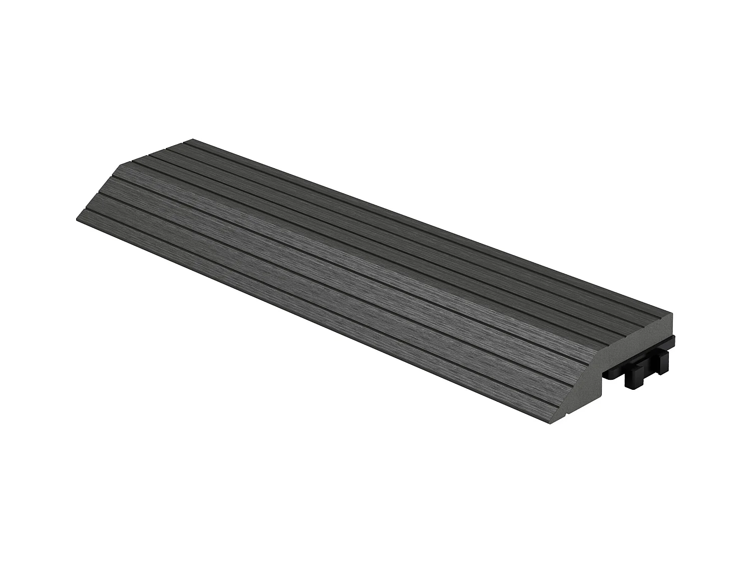 Bordure de finition angle droit 38x2x7,5cm anthracite Plinthe d'angle striée aspect de bois drainage et structure de support système d'encliquetage