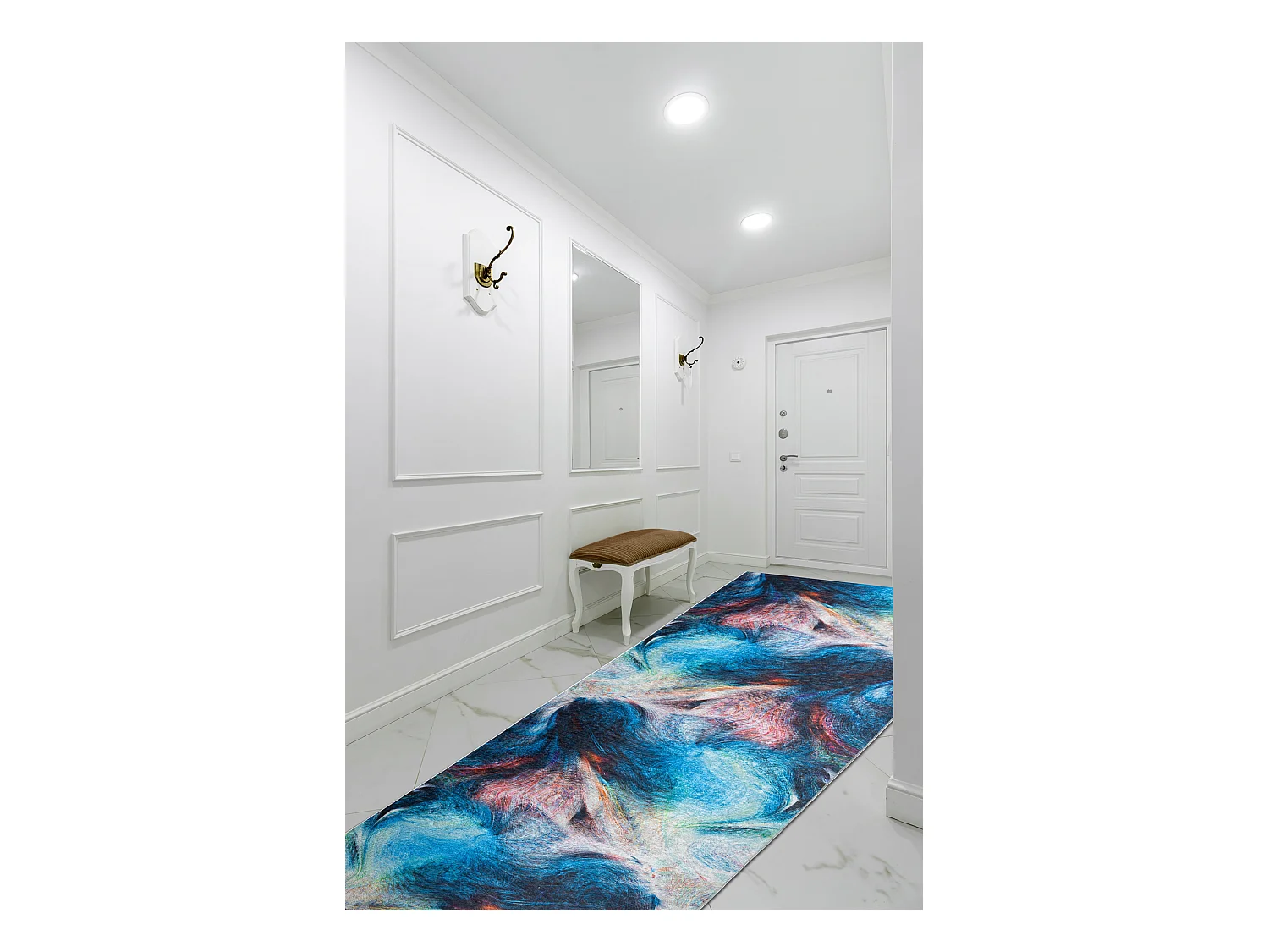 Vloerbekleding met rubber bekleed LOTUS COLOR 36500 Abstractie blauw / 80x610 cm